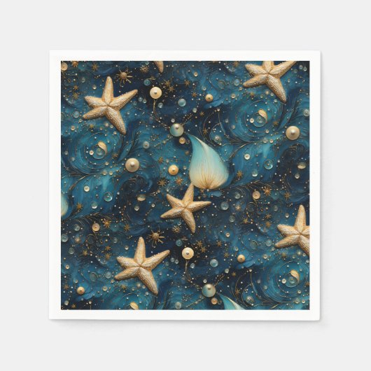 Ocean Starfish Muster Papier Napkins Serviette (Vorderseite)