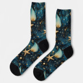 Ocean Starfish Pattern Crew Socken (Linkes Detail)