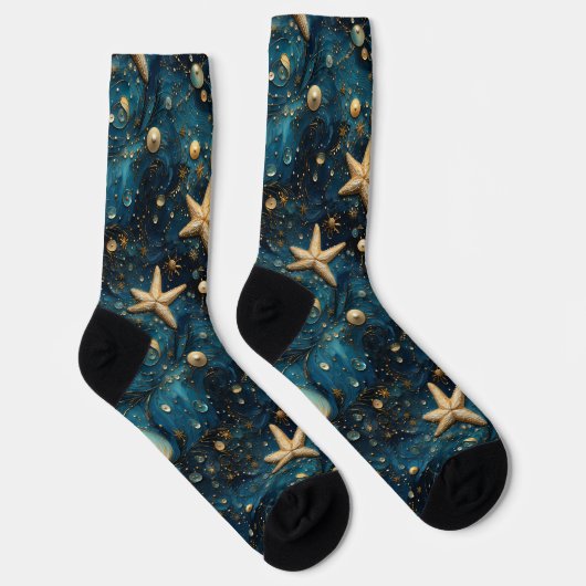 Ocean Starfish Pattern Crew Socken (Rechts)