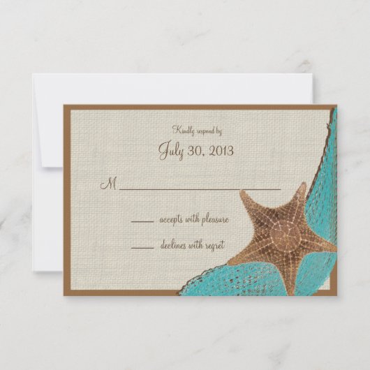 Ocean Starfish Response Card RSVP Karte (Vorderseite)