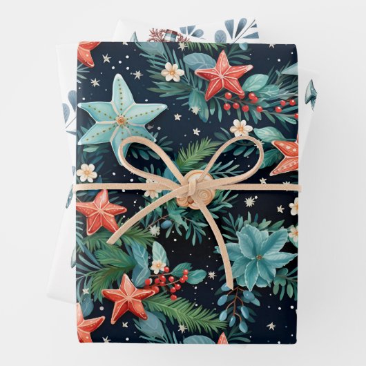 Ocean Starfish Weihnachtsmuster Geschenkpapier Set (Beispiel)