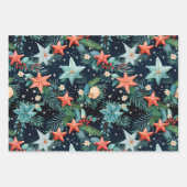 Ocean Starfish Weihnachtsmuster Geschenkpapier Set (Vorderseite)