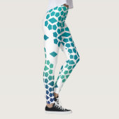 Ocean Storm Blue Diamond und Honeycomb Muster Leggings (Rechts)
