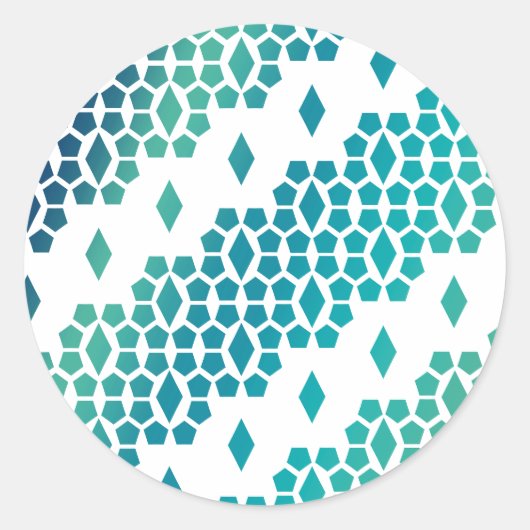 Ocean Storm Blue Diamond und Honeycomb Muster Runder Aufkleber (Vorderseite)