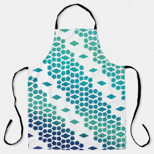 Ocean Storm Blue Diamond und Honeycomb Muster Schürze