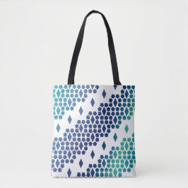 Ocean Storm Blue Diamond und Honeycomb Muster Tasche