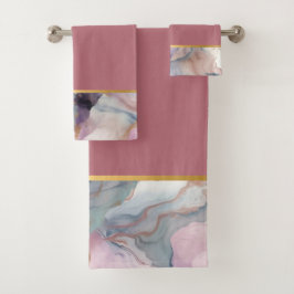 OCEAN STORM MARBLE DUSTY PINK BADEZIMMER TOWEL SET