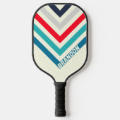 Ocean Striped Nostalgic Vintag mit Name Pickleball Schläger (Vorderseite)