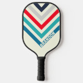 Ocean Striped Nostalgic Vintag mit Name Pickleball Schläger (Rückseite)