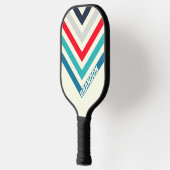 Ocean Striped Nostalgic Vintag mit Name Pickleball Schläger (Links)