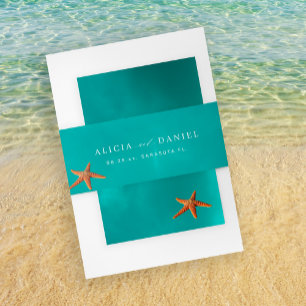 Ocean Summer Beach Hochzeit in Urlaubsort Einladungsbanderole