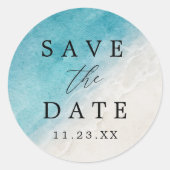Ocean Summer Beach Save the Date Runder Aufkleber (Vorderseite)