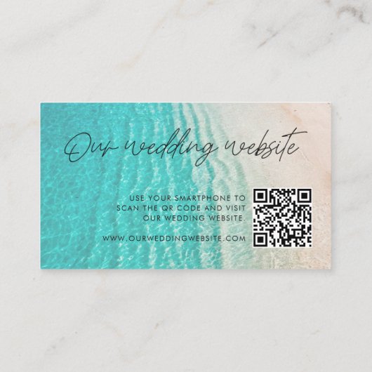 Ocean Summer Beach Wedding Website UAWG Qr Code Begleitkarte (Rückseite)