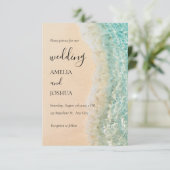 Ocean Summer Blue Beach White Sand Wedding Party Einladung (Stehend Vorderseite)