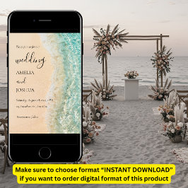 Ocean Summer Blue Beach White Sand Wedding Party Einladung