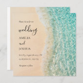 Ocean Summer Blue Beach White Sand Wedding Party Einladung (Vorne/Hinten)