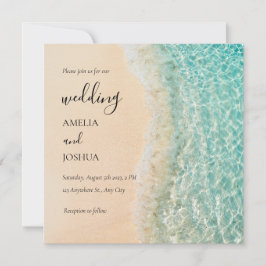 Ocean Summer Blue Beach White Sand Wedding Party Einladung