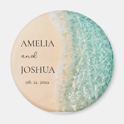 Ocean Summer Blue Beach White Sand Wedding Party Magnet (Vorne)
