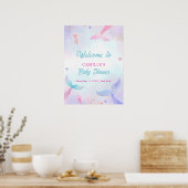 Ocean Summer Mermaid Schwanz Baby Dusche Willkomme Poster (Küche)