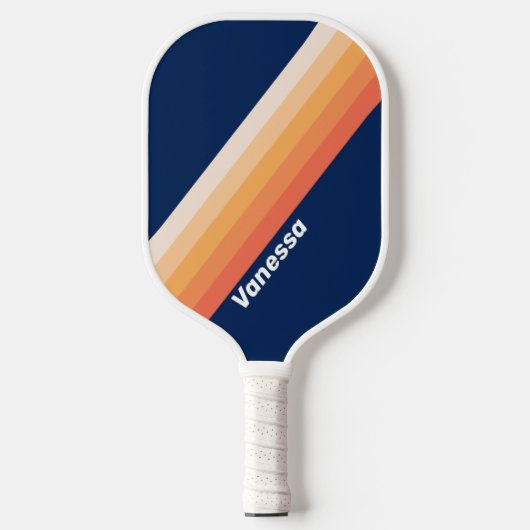 Ocean Sun Fall Stripes with Name Pickleball Schläger (Vorderseite)