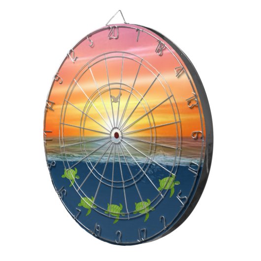 Ocean Sunrise and Turtles Dartscheibe (Vorderseite rechts)