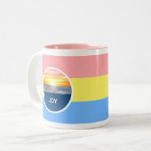 Ocean Sunrise Joy on Pastellfarben Zweifarbige Tasse (Vorderseite Links)