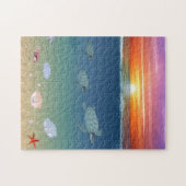 Ocean Sunrise, Meeresschildkröten, Sterne, Muschel Puzzle (Horizontal)