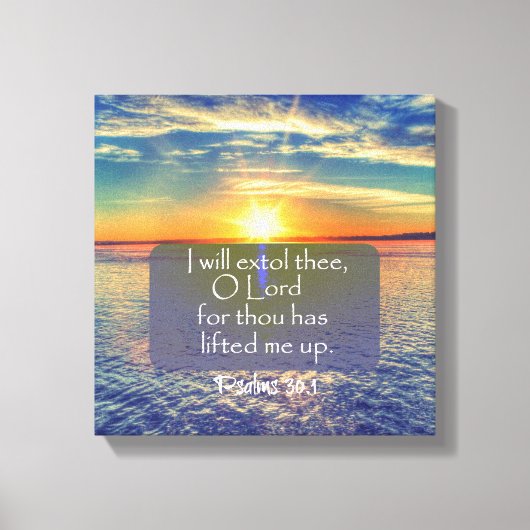 Ocean Sunrise mit Psalms Bible Verse Leinwanddruck (Vorderseite)
