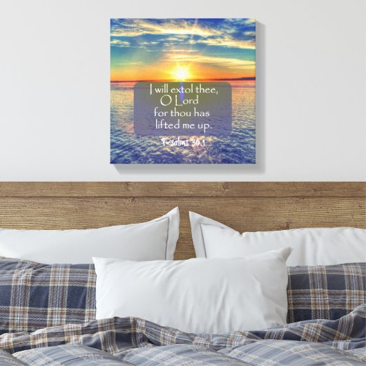 Ocean Sunrise mit Psalms Bible Verse Leinwanddruck (Insitu (Schlafzimmer))