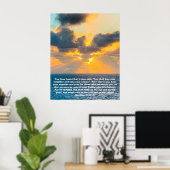 Ocean Sunrise, mit Scripture Verse Matthew 5:43 Poster (Heimbüro)