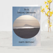 Ocean Sunrise Personalisiert Grandson Geburtstag Karte (Gelbe Blume)