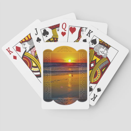 Ocean Sunrise Reflected on Beach Framed Art Design Spielkarten (Rückseite)
