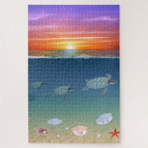 Ocean Sunrise, Schildkröten, Sterne, Muscheln & Pe Puzzle