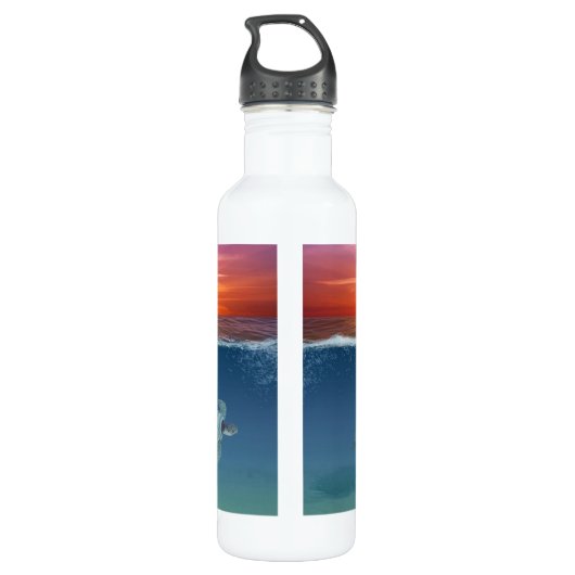 Ocean Sunrise & Turtles Wasserflasche Edelstahlflasche (Rückseite)