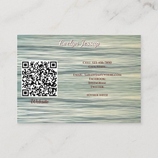 Ocean Sunset 0735 QR Code Hello Calling Card Visitenkarte (Rückseite)