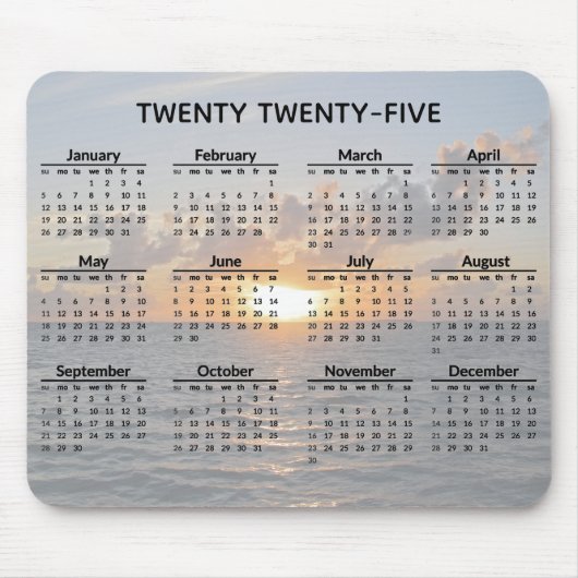 Ocean Sunset 2025 Calendar Mousepad (Vorne)