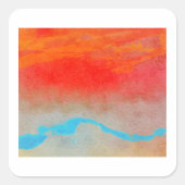 Ocean Sunset Abstrakt Quadratischer Aufkleber (Vorderseite)