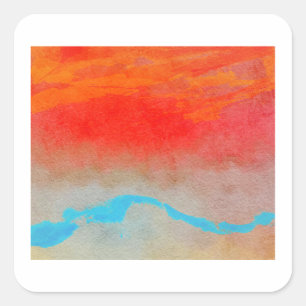 Ocean Sunset Abstrakt Quadratischer Aufkleber