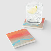 Ocean Sunset Abstrakt Steinuntersetzer (Seitenansicht)