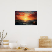 Ocean Sunset (Acrylfarbeffekt) Ai Poster (Küche)