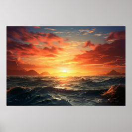 Ocean Sunset (Acrylfarbeffekt) Ai Poster