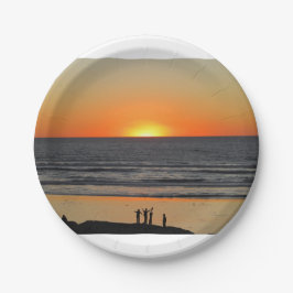 Ocean Sunset am Beach Art Foto Paper Plate Pappteller