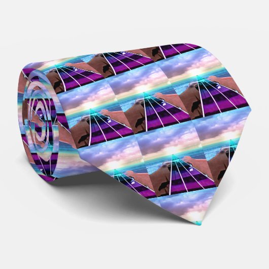 Ocean Sunset Bass Guitar Neck Music Tie Krawatte (Gerollt)