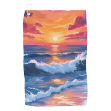 Ocean Sunset Beach Waves Wasserfarbe