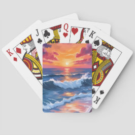 Ocean Sunset Beach Waves Wasserfarbe Spielkarten