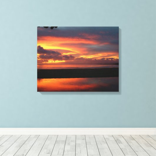 Ocean Sunset Canvas Print Leinwanddruck (Insitu (Holzboden))