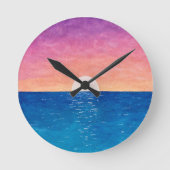 Ocean Sunset Design Wall Clock Runde Wanduhr (Vorderseite)