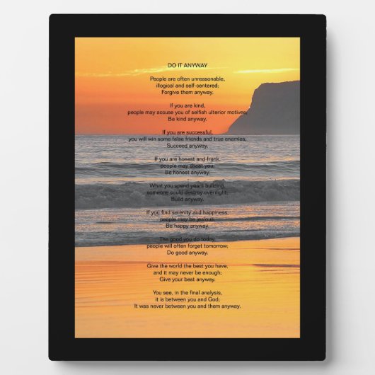 Ocean Sunset "Do it Anyway" Fotoplatte (Vorderseite)