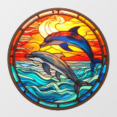 Ocean Sunset Dolphins Jumping Imitate verkettetes Fensteraufkleber (Blatt)