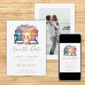Ocean Sunset Foto Beach Stühle Hochzeit Save The Date
